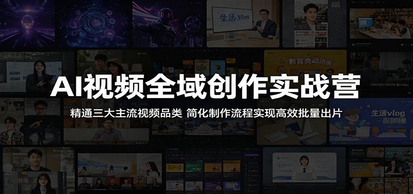AI视频全域创作实战营：精通三大主流视频品类，简化制作流程实现高效批量出片-优创云
