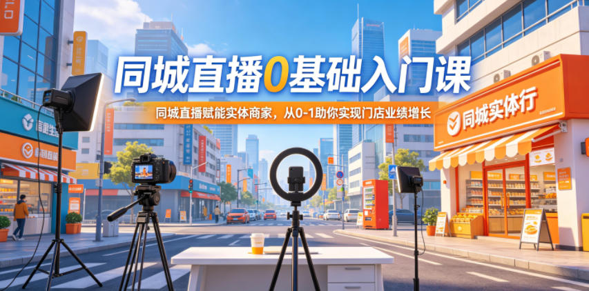 同城直播0基础入门课，同城直播赋能实体商家，从0-1助你实现门店业绩增长-优创云