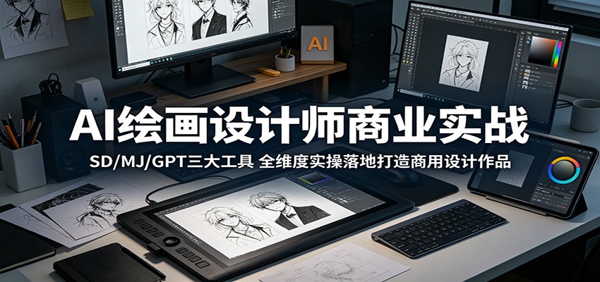 AI绘画设计师商业实战:SD/MJ/GPT三大工具,全维度实操落地打造商用设计作品-优创云