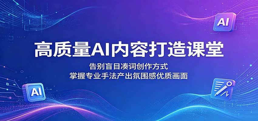 高质量AI内容打造课堂：告别盲目凑词创作方式，掌握专业手法产出氛围感优质画面-优创云