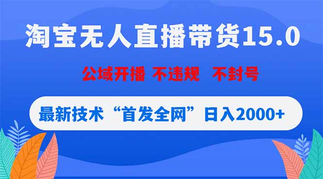 淘宝无人直播带货15.0，不封号，不违规，公域玩法，首发全网日入2000+-优创云