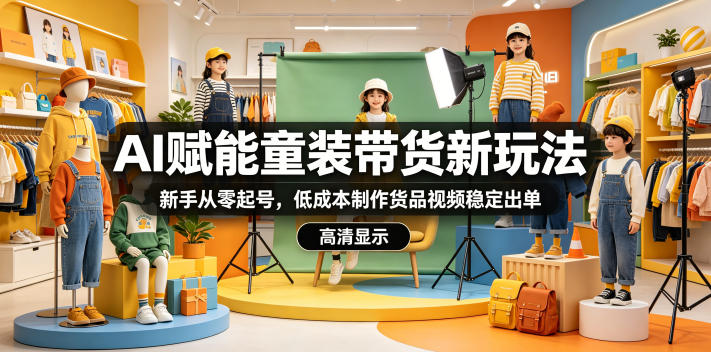 AI赋能童装带货新玩法,新手从零起号,低成本制作货品视频稳定出单-优创云