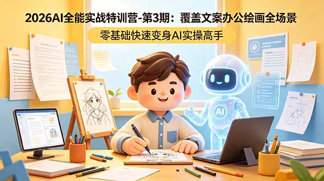 2026AI全能实战特训营-第3期：覆盖文案办公绘画全场景 零基础快速变身AI实操高手-优创云