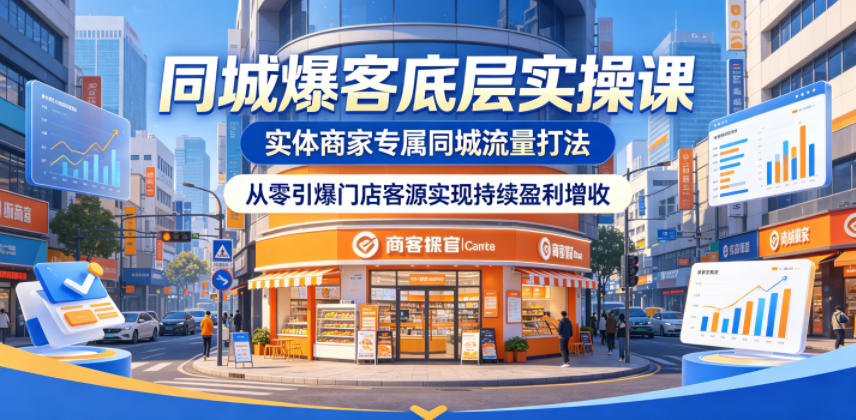 同城爆客底层实操课,实体商家专属同城流量打法,从零引爆门店客源实现持续盈利增收-优创云
