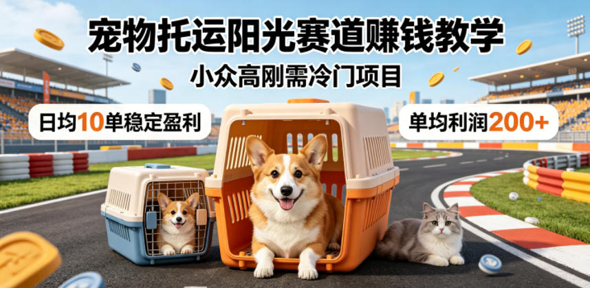 宠物托运阳光赛道賺钱教学,小众高刚需冷门项目,日均10单稳定盈利,单均利润200+-优创云
