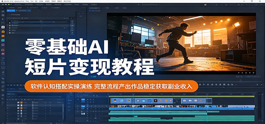 零基础AI短片变现教程：软件认知搭配实操演练，完整流程产出作品稳定获取副业收入-优创云