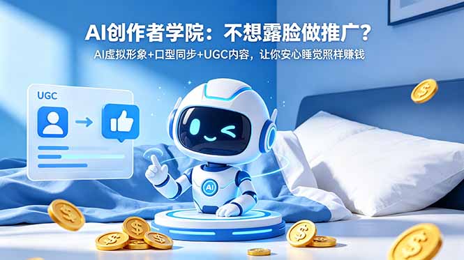 AI创作者学院：不想露脸做推广？AI虚拟形象+口型同步+UGC内容，让你安心睡觉照样赚钱-优创云