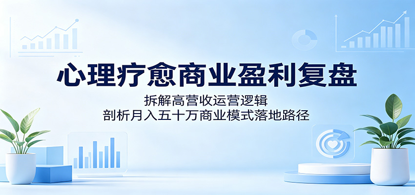 心理疗愈商业盈利复盘：拆解高营收运营逻辑，剖析月入五十万商业模式落地路径-优创云
