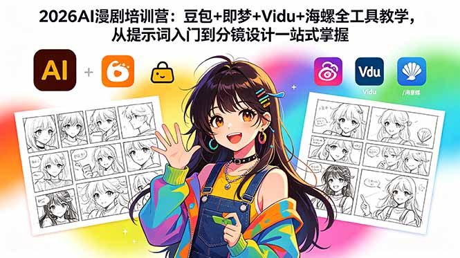 2026AI漫剧培训营：豆包+即梦+Vidu+海螺全工具教学，从提示词入门到分镜设计一站式掌握-优创云